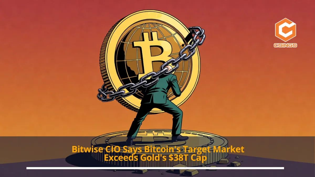 Bitwise CIO Says Bitcoin's Target Market Exceeds Gold's $38T Cap