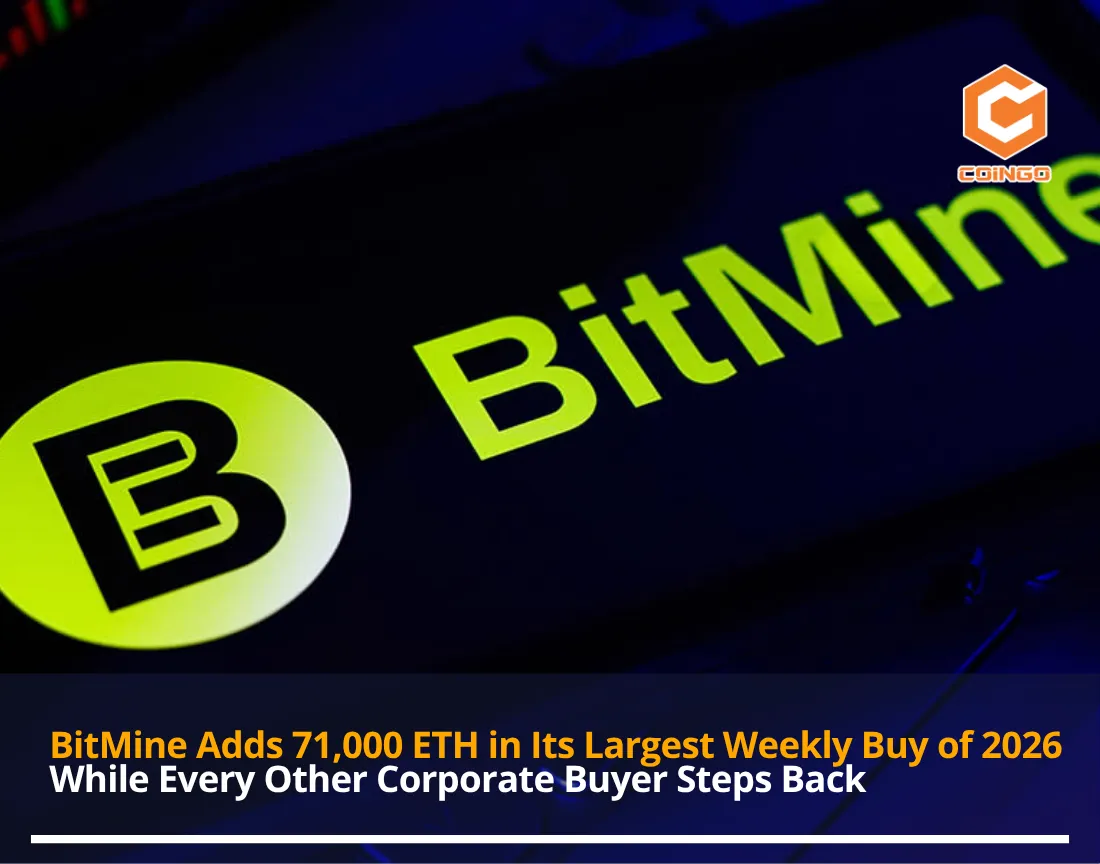 BitMine Adds 71,000 ETH in Its Largest Weekly Buy of 2026 — While Every Other Corporate Buyer Steps Back
