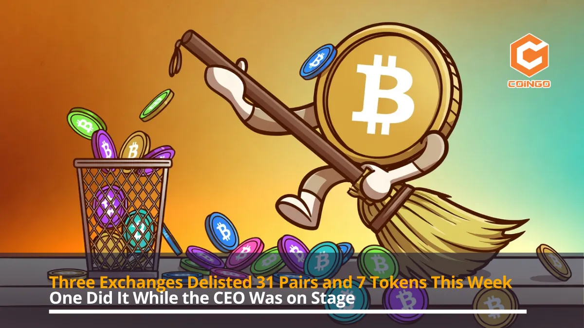 Three Exchanges Delisted 31 Pairs and 7 Tokens This Week. One Did It While the CEO Was on Stage.