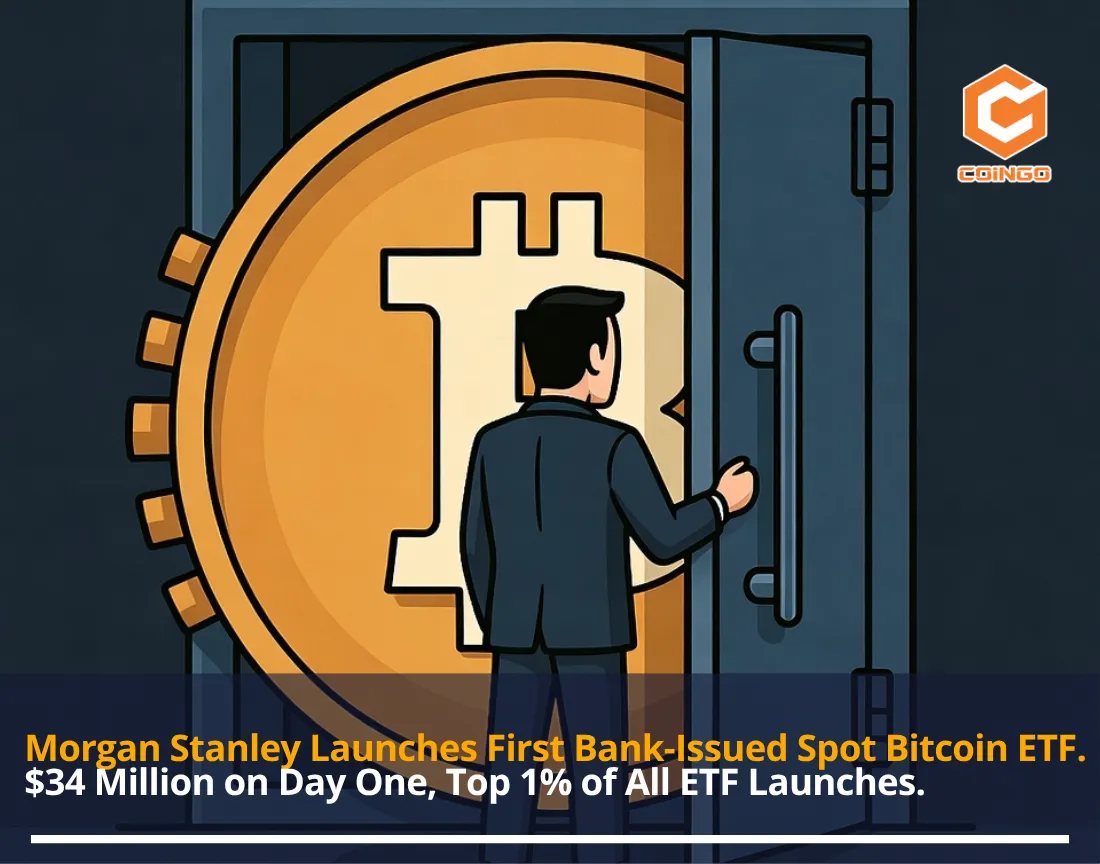 Morgan Stanley Launches First Bank-Issued Spot Bitcoin ETF. $34 Million on Day One, Top 1% of All ETF Launches.