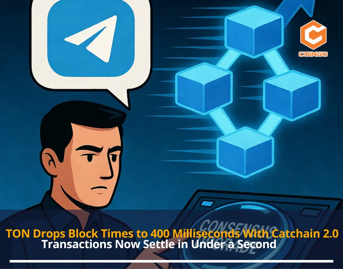 TON Drops Block Times to 400 Milliseconds With Catchain 2.0 — Transactions Now Settle in Under a Second