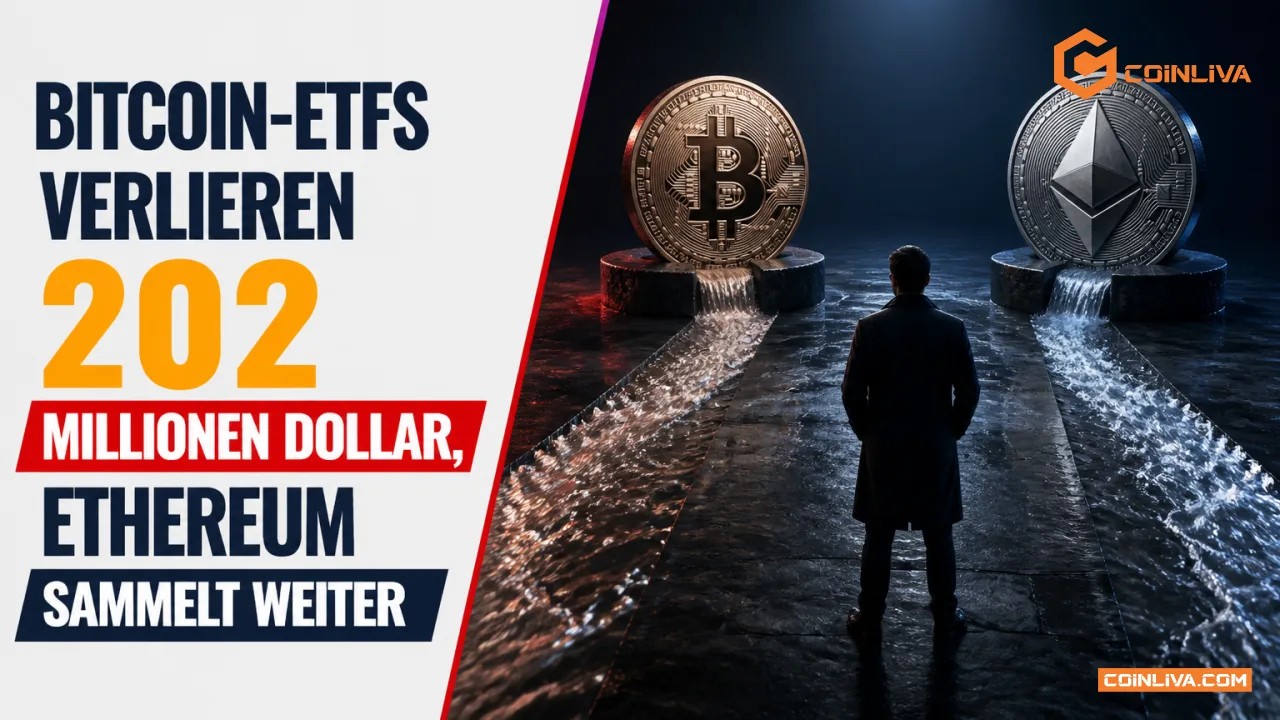 Bitcoin-ETFs verlieren 202 Millionen Dollar, Ethereum sammelt weiter
