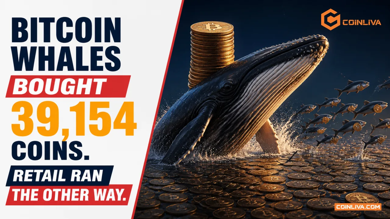 Bitcoin Whales Bought 39,154 Coins. Retail Ran the Other Way.