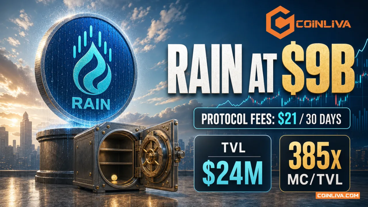 RAIN Token Hit $9 Billion. Its Protocol Earned $21 in 30 Days.