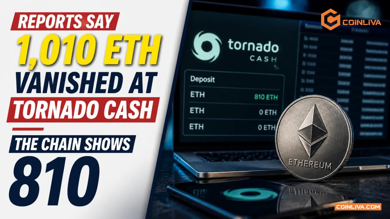 Reports Say 1,010 ETH Vanished at Tornado Cash. The Chain Shows 810