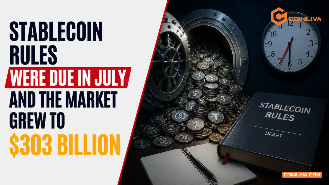 Stablecoin Rules Were Due in July and the Market Grew to $303 Billion