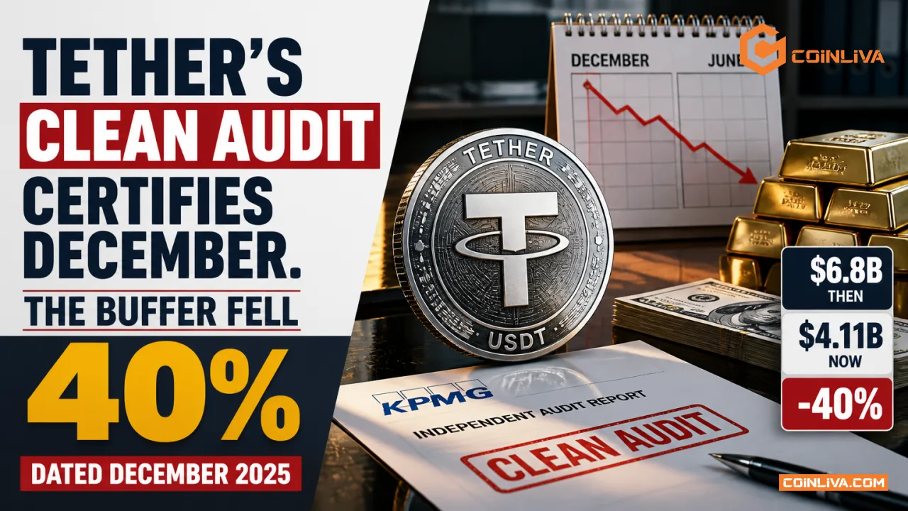 Tether's Audit Certifies December. The Buffer Fell 40%.