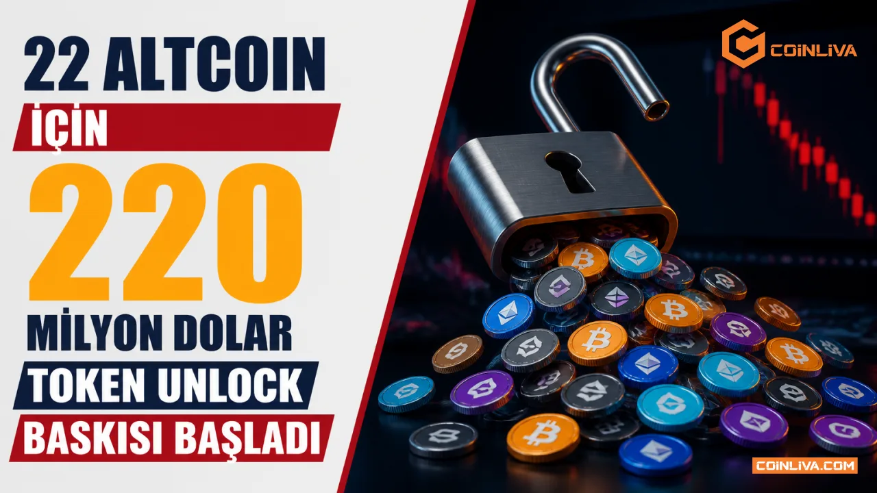 22 altcoin için 220 milyon dolar token unlock baskısı başladı
