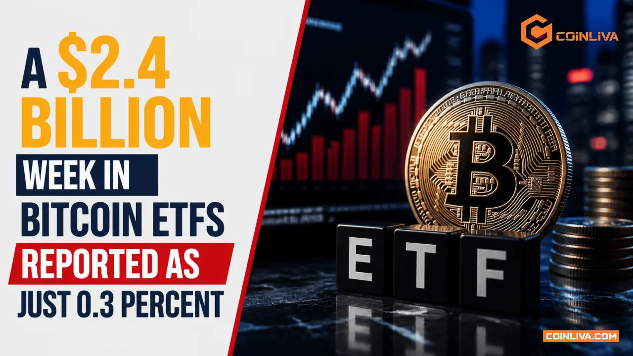 A $2.4 Billion Week in Bitcoin ETFs Reported as Just 0.3 Percent