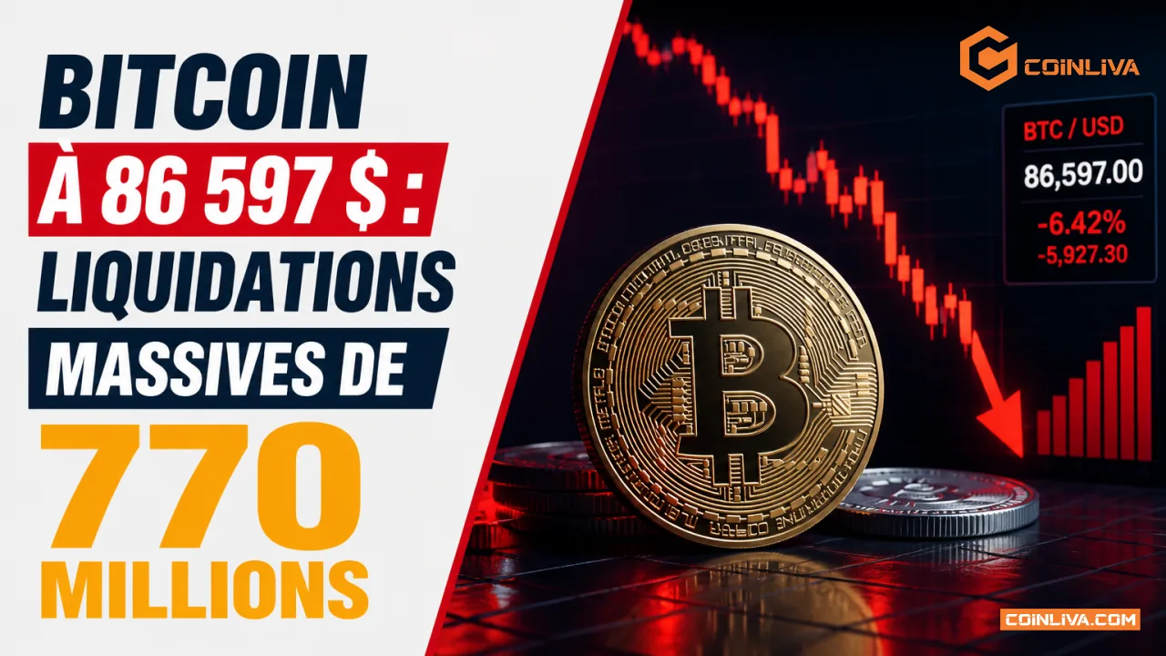 Bitcoin à 86 597 $ : liquidations massives de 770 millions