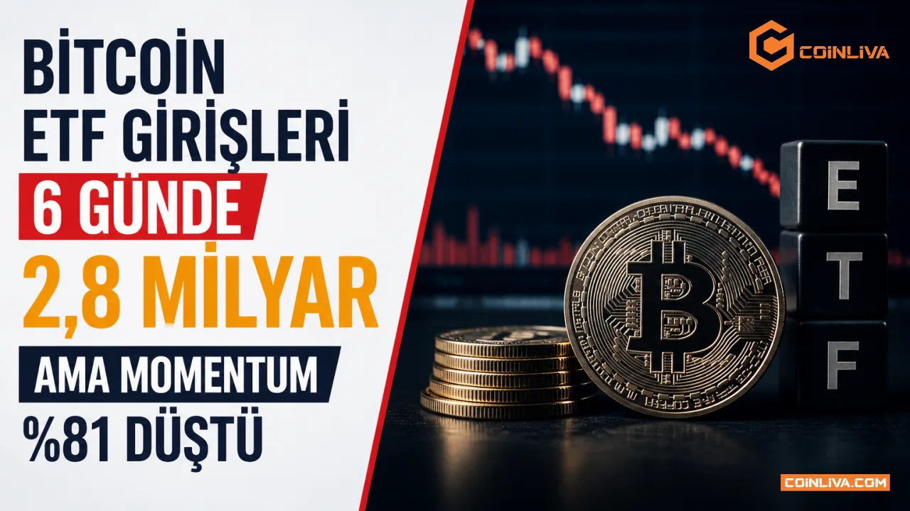 Bitcoin ETF Girişleri 6 Günde 2,8 Milyar Ama Momentum %81 Düştü
