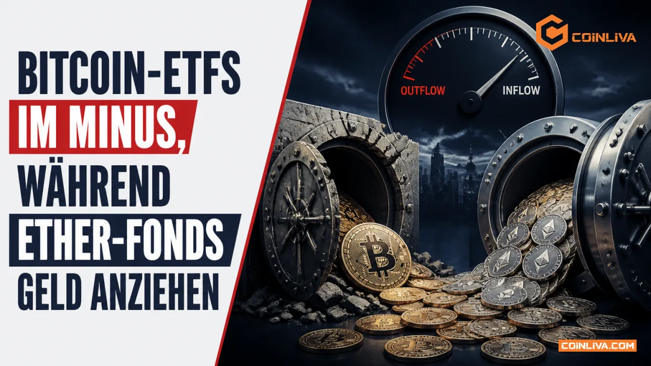 Bitcoin-ETFs im Minus, während Ether-Fonds Geld anziehen