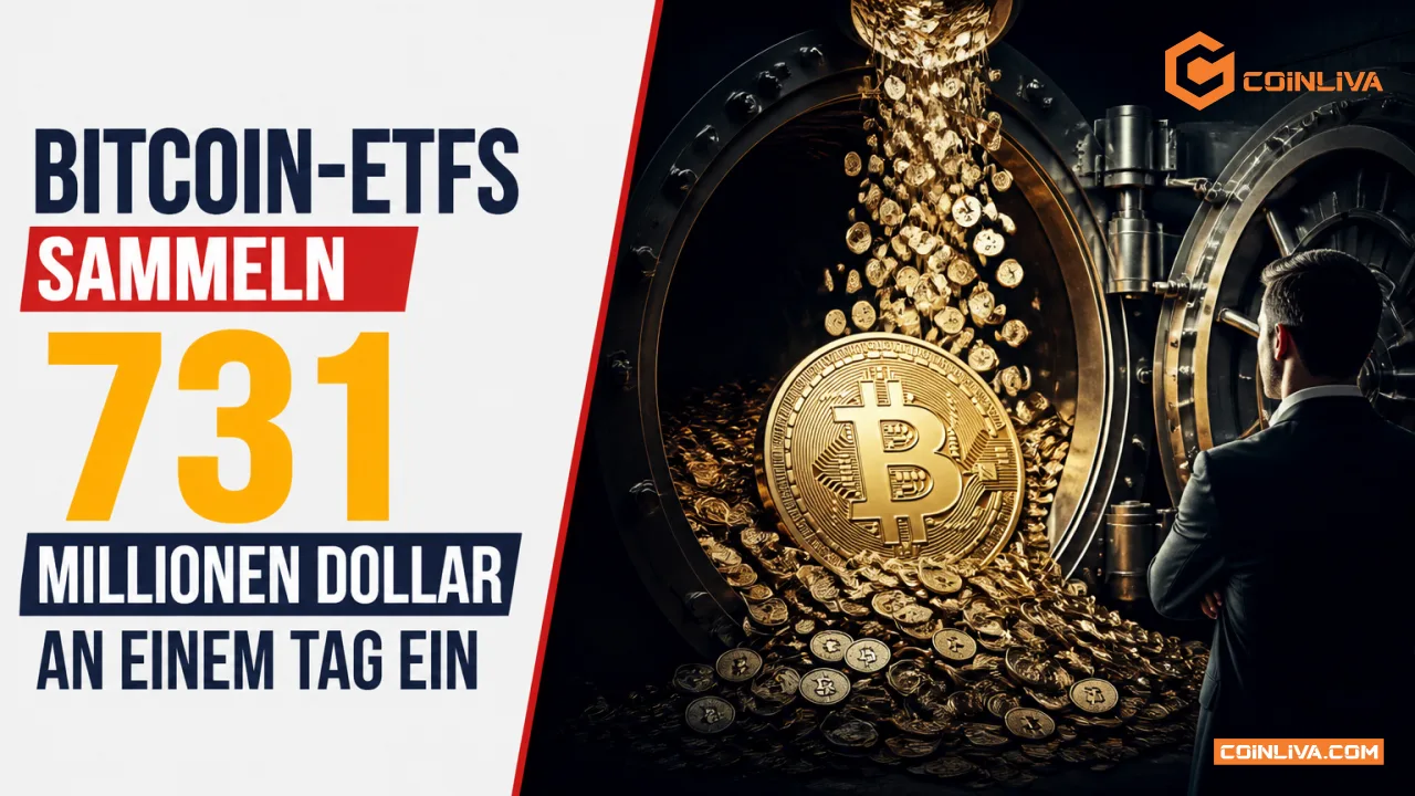 Bitcoin-ETFs sammeln 731 Millionen Dollar an einem Tag ein