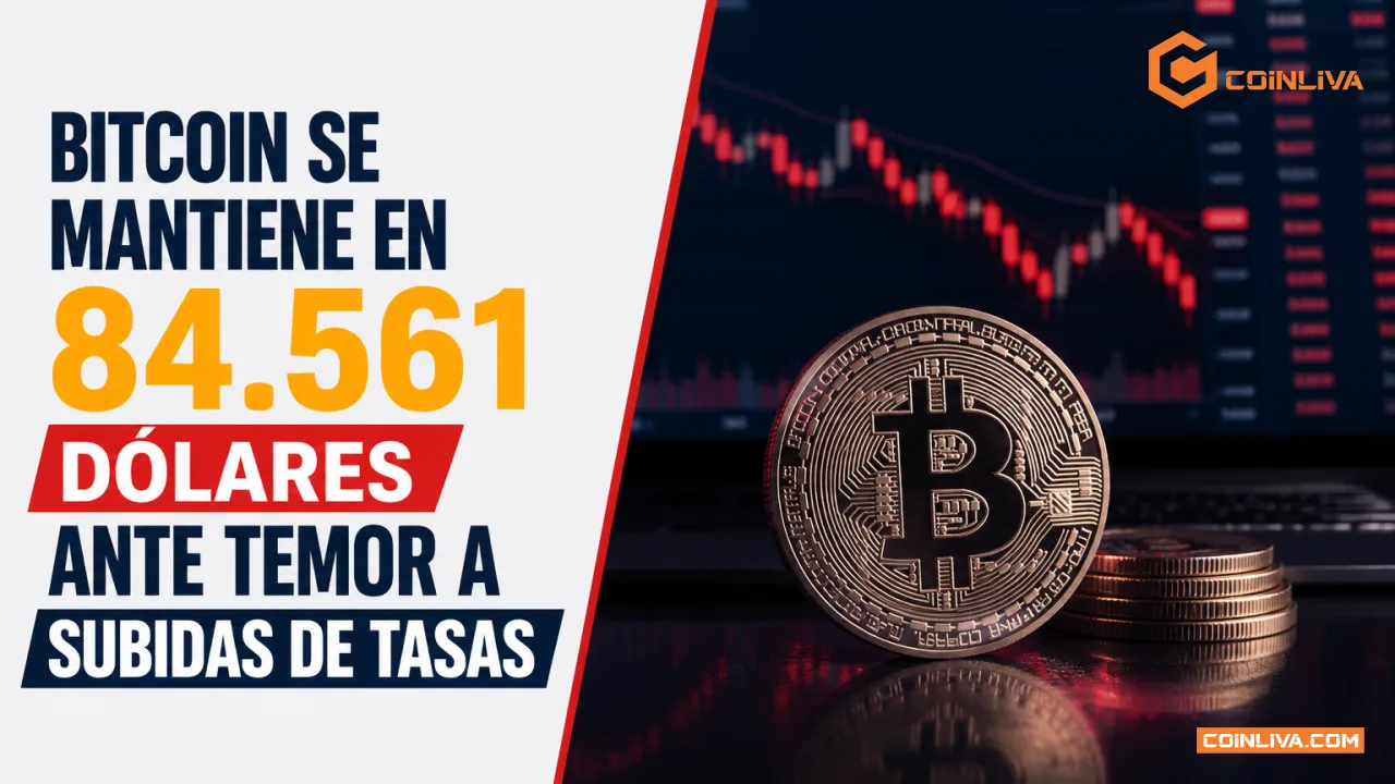 Bitcoin se mantiene en 84.561 dólares ante temor a subidas de tasas