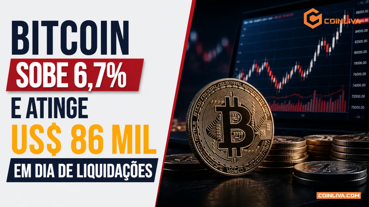 Bitcoin sobe 6,7% e atinge US$ 86 mil em dia de liquidações