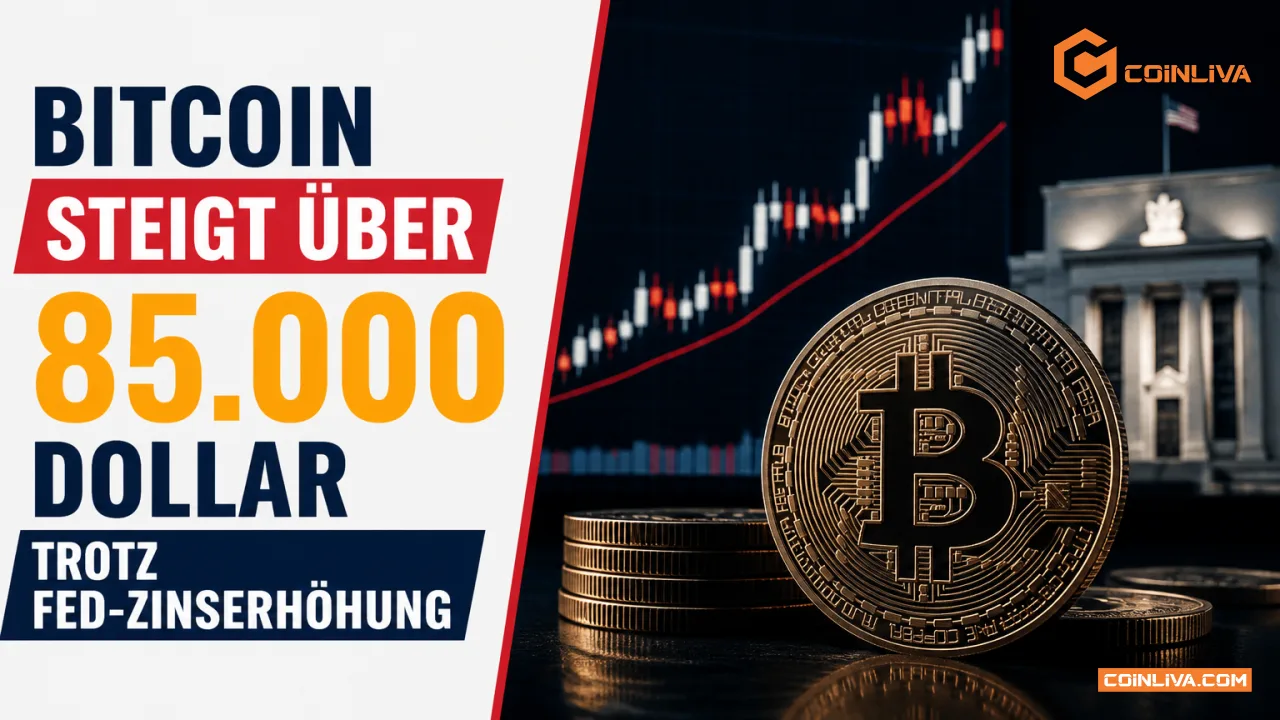 Bitcoin steigt über 85.000 Dollar trotz Fed-Zinserhöhung