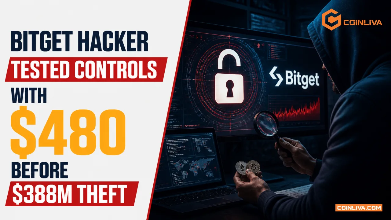 Bitget Hacker Tested Controls With $480 Before $388M Theft