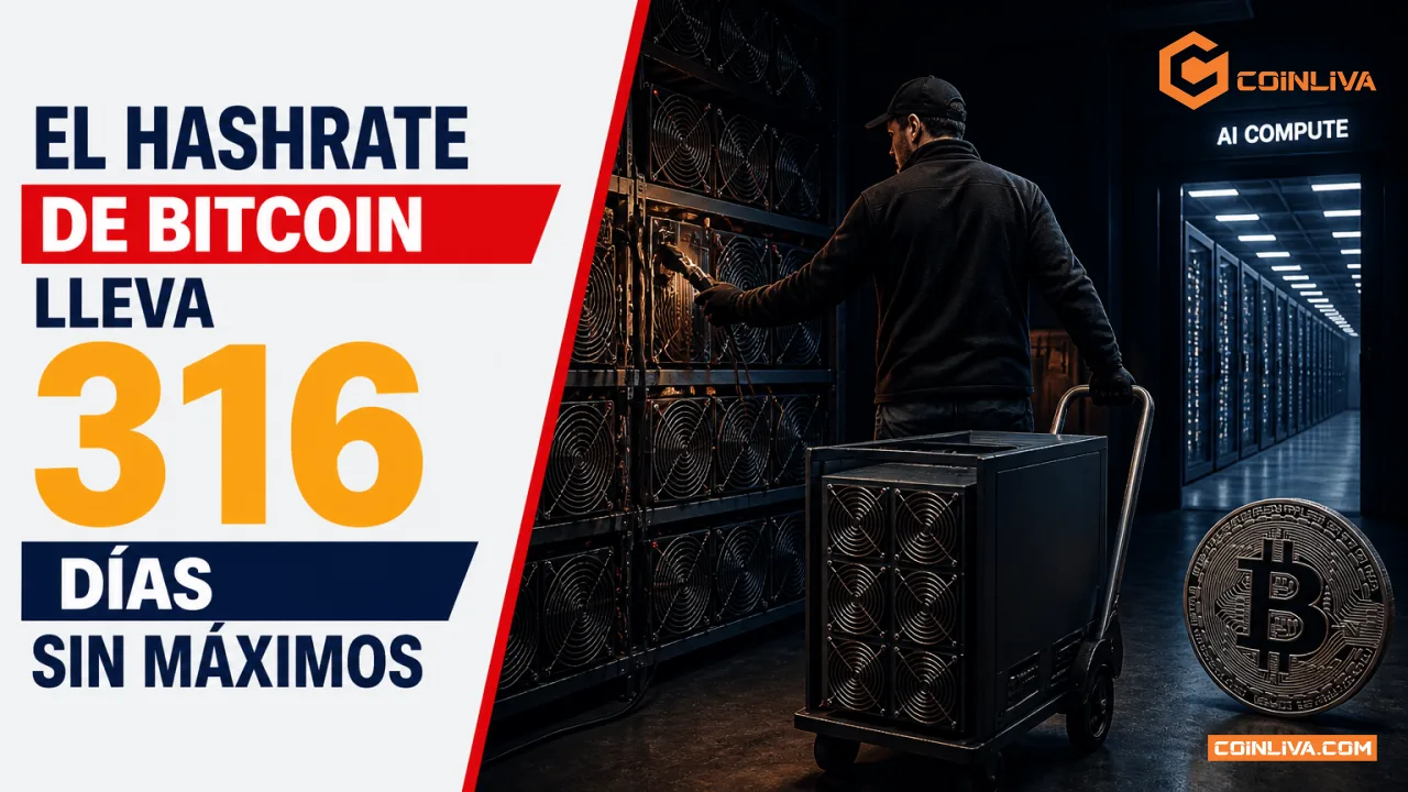 El hashrate de Bitcoin lleva 316 días sin máximos