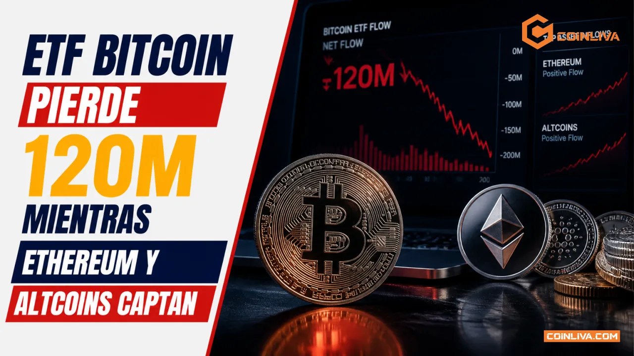 ETF bitcoin pierde 120M mientras ethereum y altcoins captan