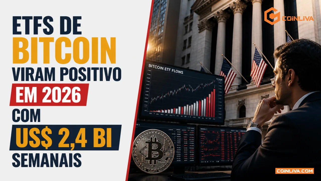ETFs de Bitcoin viram positivo em 2026 com US$ 2,4 bi semanais