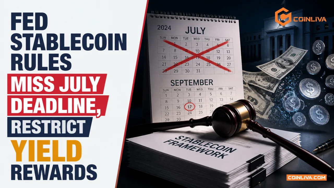 Fed Stablecoin Rules Miss July Deadline, Restrict Yield Rewards