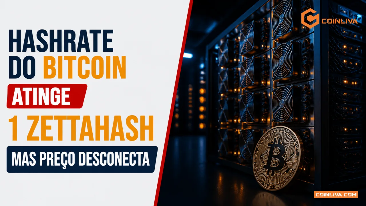 Hashrate do Bitcoin atinge 1 zettahash mas preço desconecta