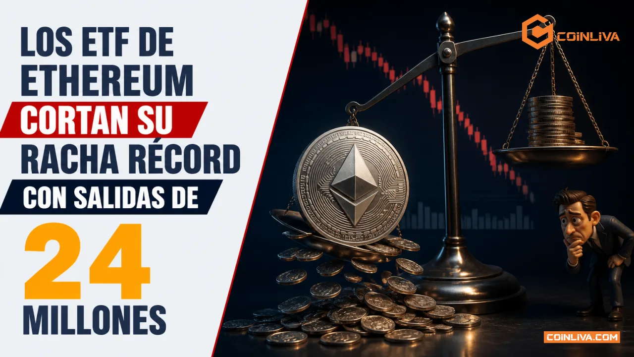Los ETF de Ethereum cortan su racha récord con salidas de 24 millones