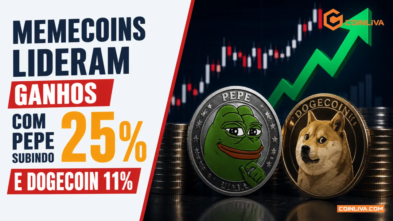 Memecoins lideram ganhos com Pepe subindo 25% e Dogecoin 11%