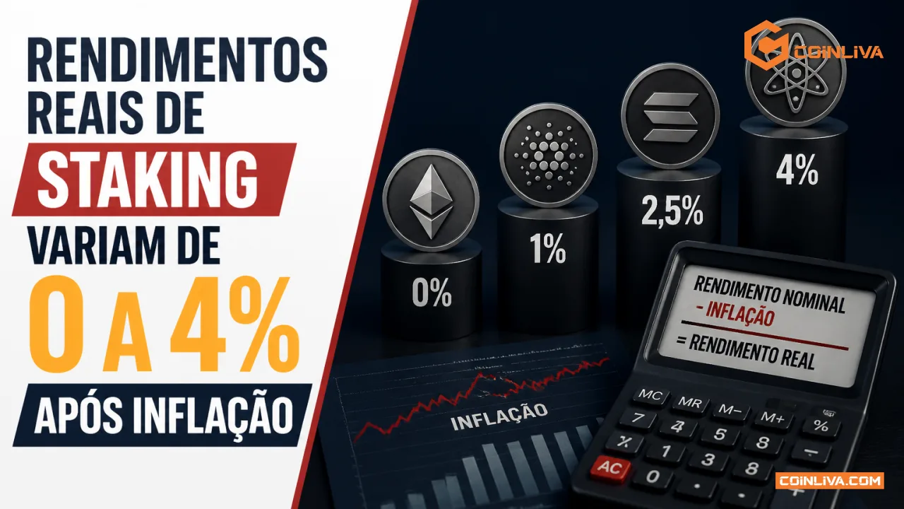 Rendimentos reais de staking variam de 0 a 4 porcento após inflação