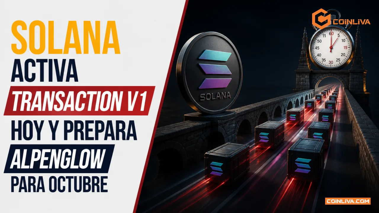 Solana activa Transaction V1 hoy y prepara Alpenglow para octubre
