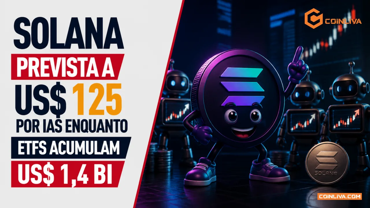 Solana prevista a US$ 125 por IAs enquanto ETFs acumulam US$ 1,4 bi