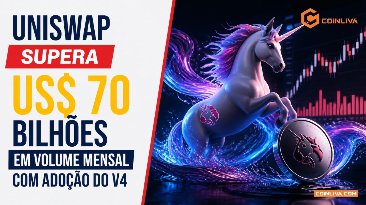 Uniswap supera US$ 70 bilhões em volume mensal com adoção do V4