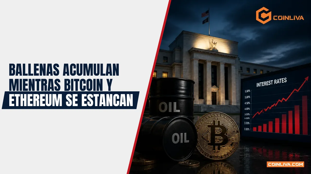 Ballenas acumulan mientras Bitcoin y Ethereum se estancan