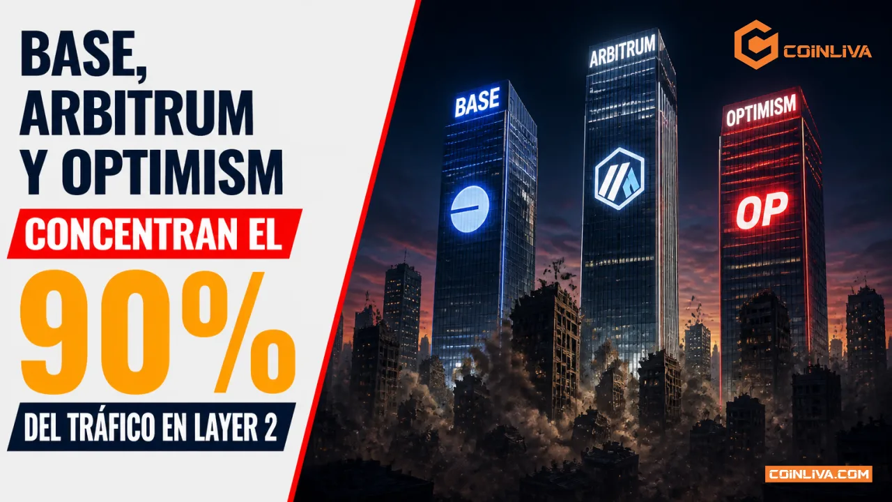 Base, Arbitrum y Optimism concentran el 90% del tráfico en layer 2