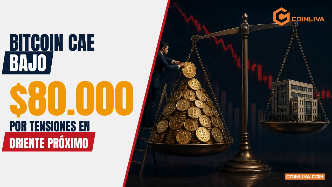 Bitcoin cae bajo $80.000 por tensiones en Oriente Próximo