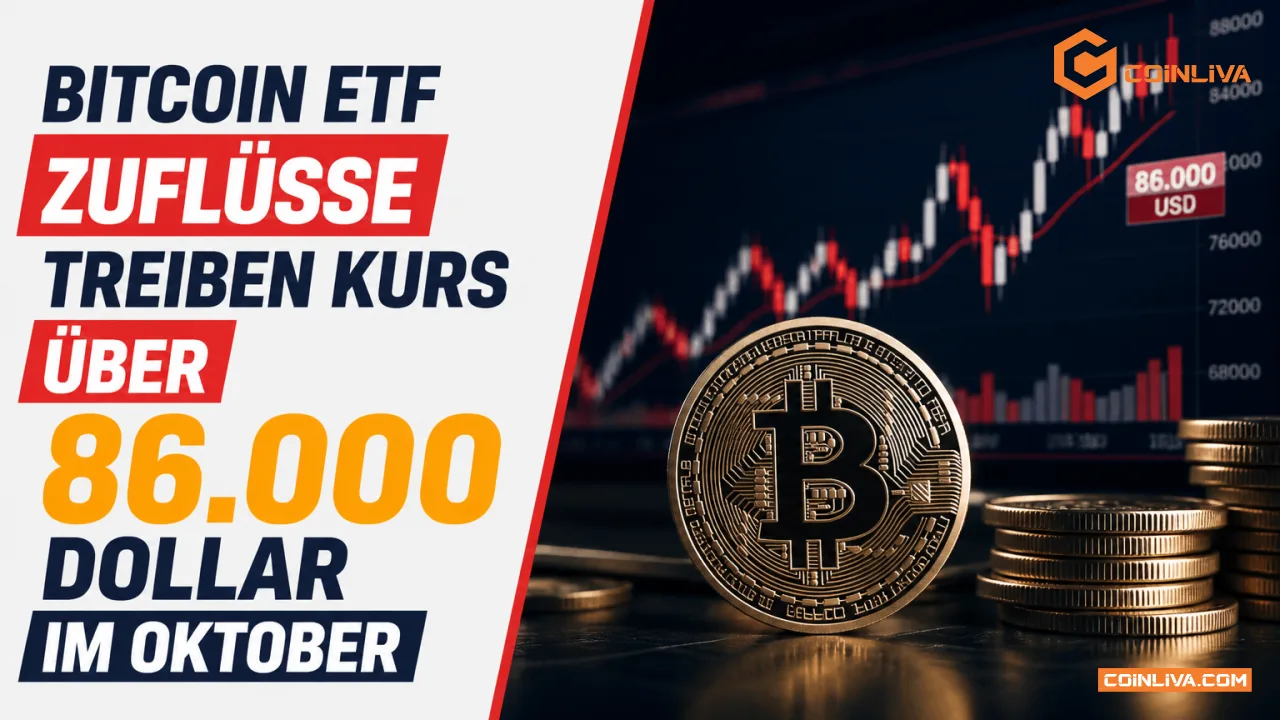 Bitcoin ETF Zuflüsse treiben Kurs über 86.000 Dollar im Oktober