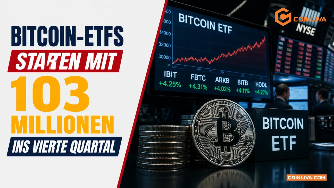 Bitcoin-ETFs starten mit 103 Millionen ins vierte Quartal