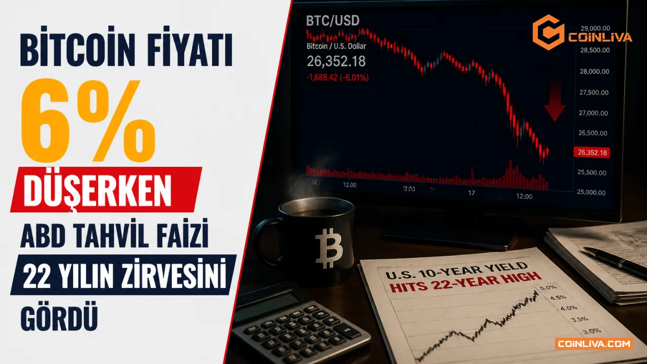 Bitcoin fiyatı 6% düşerken ABD tahvil faizi 22 yılın zirvesini gördü