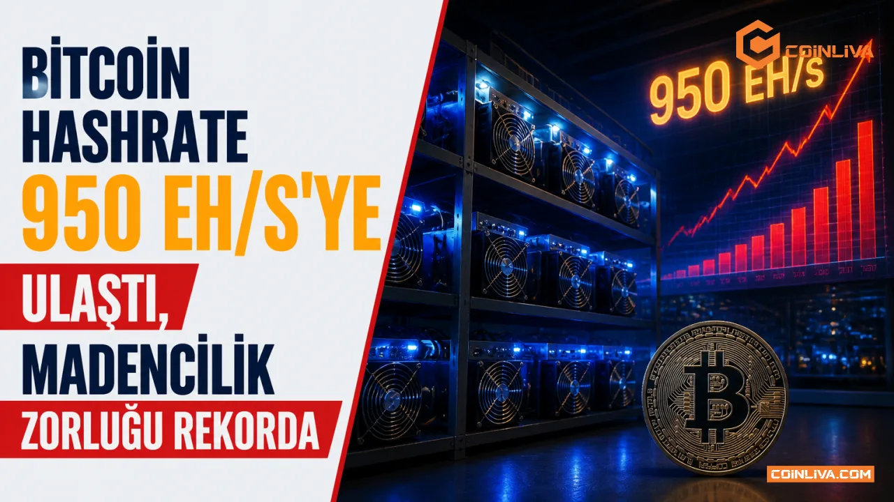 Bitcoin Hashrate 950 EH/s'ye Ulaştı, Madencilik Zorluğu Rekorda
