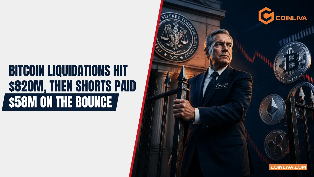 Bitcoin Liquidations Hit $820M, Then Shorts Paid $58M on the Bounce