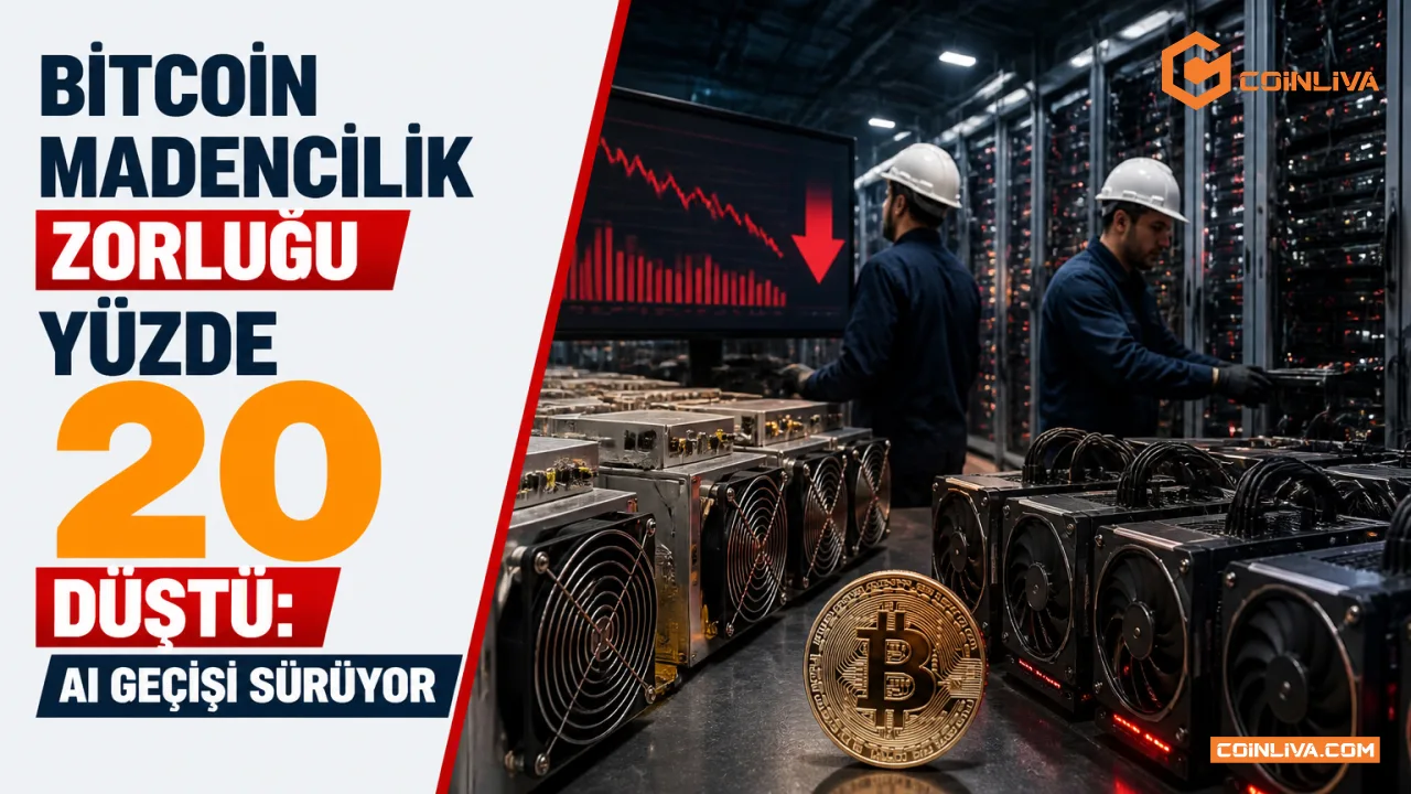 Bitcoin madencilik zorluğu yüzde 20 düştü: AI geçişi sürüyor