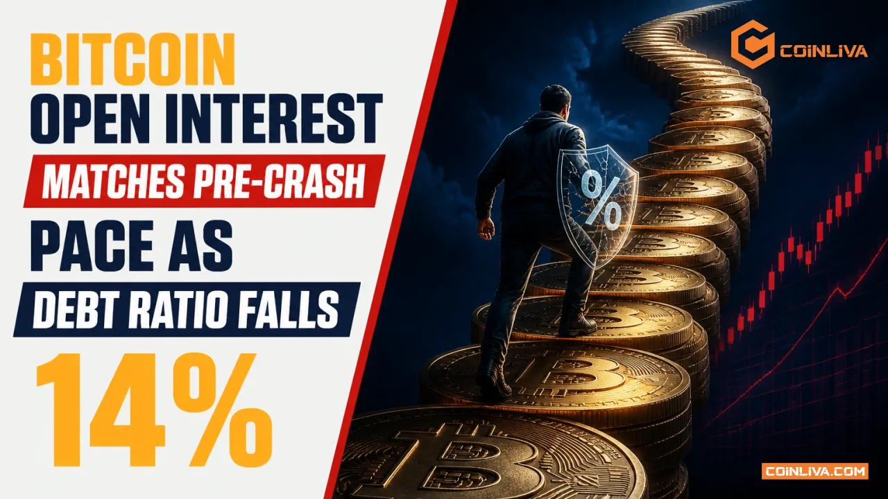 Bitcoin Open Interest Matches Pre-Crash Pace as Debt Ratio Falls 14%