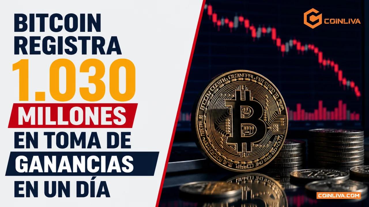 Bitcoin registra 1.030 millones en toma de ganancias en un día