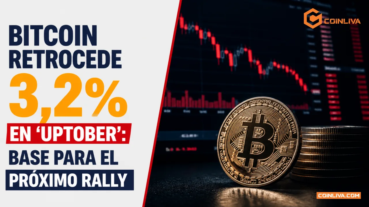 Bitcoin retrocede 3,2% en 'Uptober': base para el próximo rally