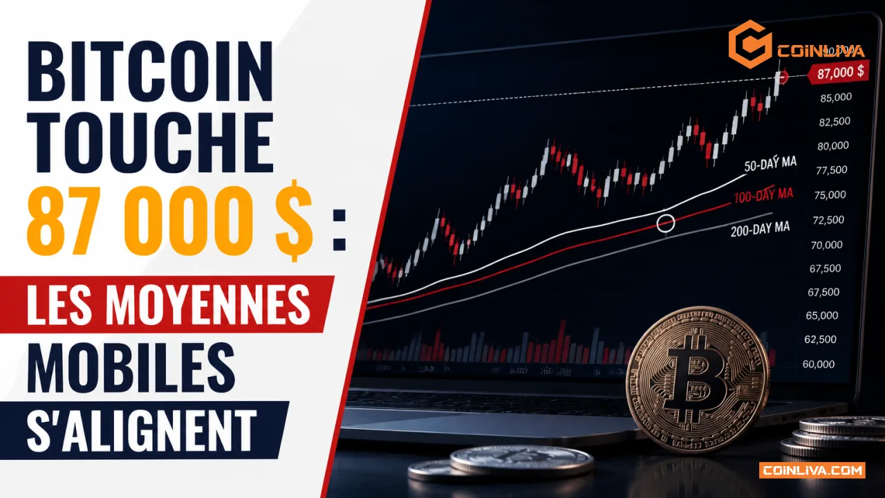 Bitcoin touche 87 000 $ : les moyennes mobiles s'alignent
