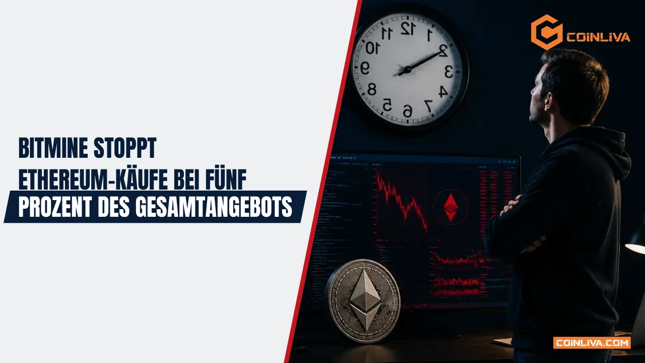BitMine stoppt Ethereum-Käufe bei fünf Prozent des Gesamtangebots