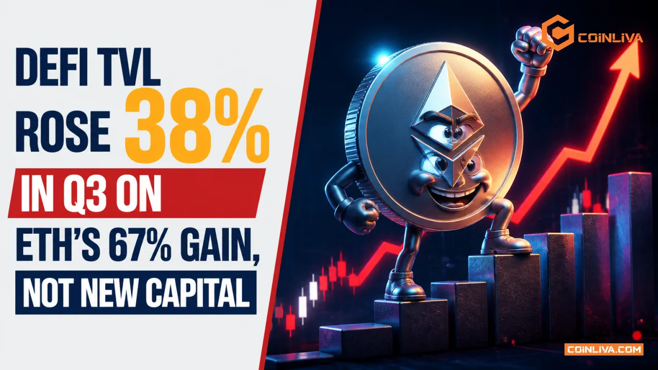 DeFi TVL Rose 38% in Q3 on ETH's 67% Gain, Not New Capital
