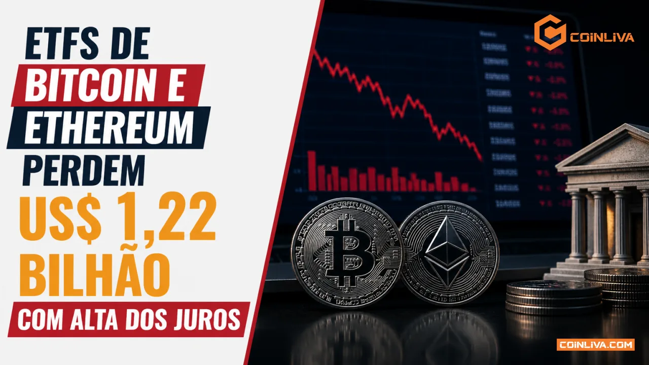 ETFs de bitcoin e ethereum perdem US$ 1,22 bilhão com alta dos juros