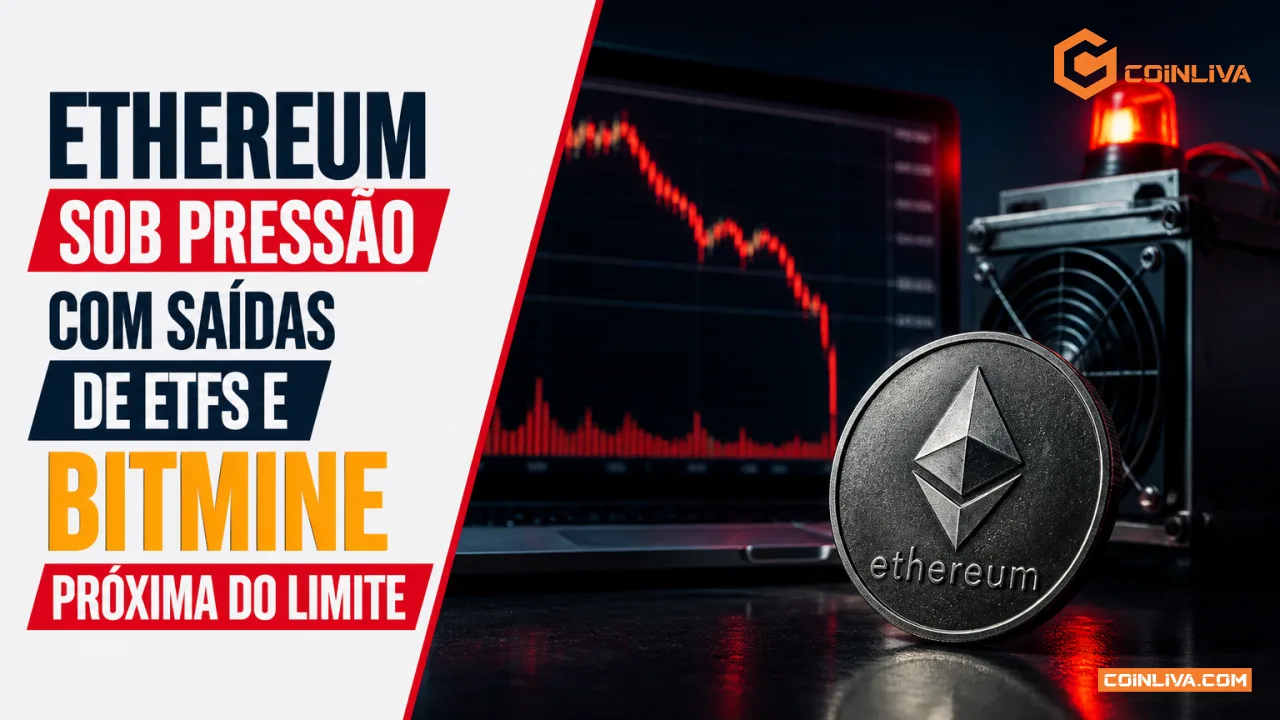 Ethereum sob pressão com saídas de ETFs e BitMine próxima do limite