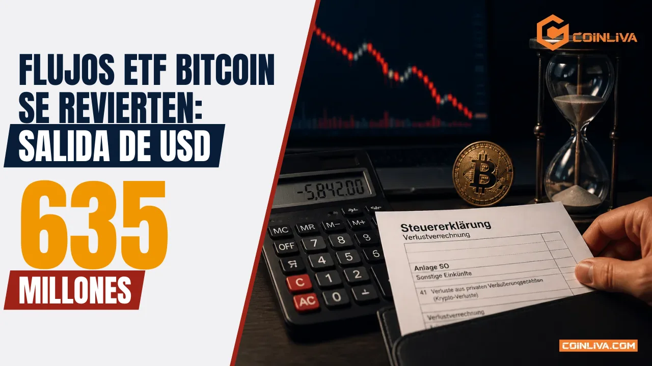 Flujos ETF Bitcoin se revierten: salida de USD 635 millones